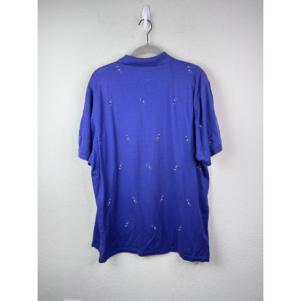 Bobby Jones Players‎ Golf Polo Shirt Men's M Blue Embroidered Golfer Pattern Vtg - Picture 4 of 5